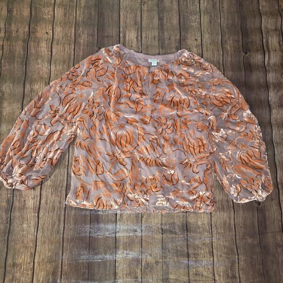 Sundance Tops - Sundance Top Womens S Peach Mauve Eloise Floral Velvet Burnout Silk Blend Boho